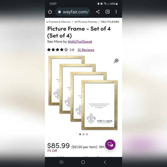 Two sets of 4 picture frames, 8 total gold. Theyre more of a bronze gold. - Picture 2 of 2